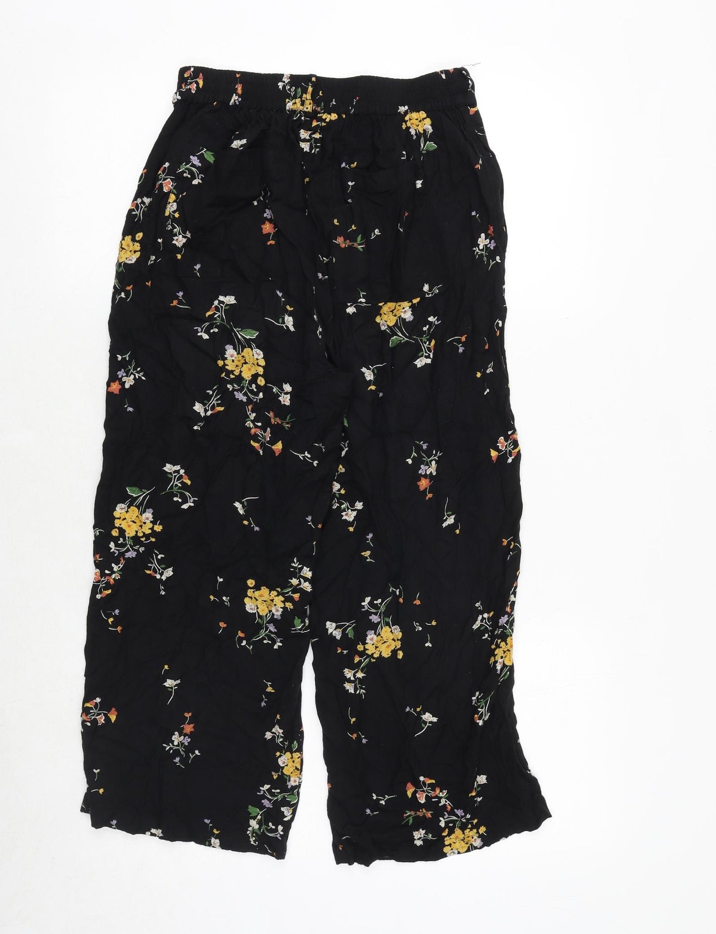Fat Face Womens Black Floral Viscose Trousers Size 8 Regular