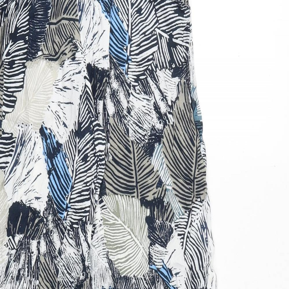 French Connection Womens Multicoloured Geometric Viscose Trousers Size 10 Regular Zip - Leaf Print