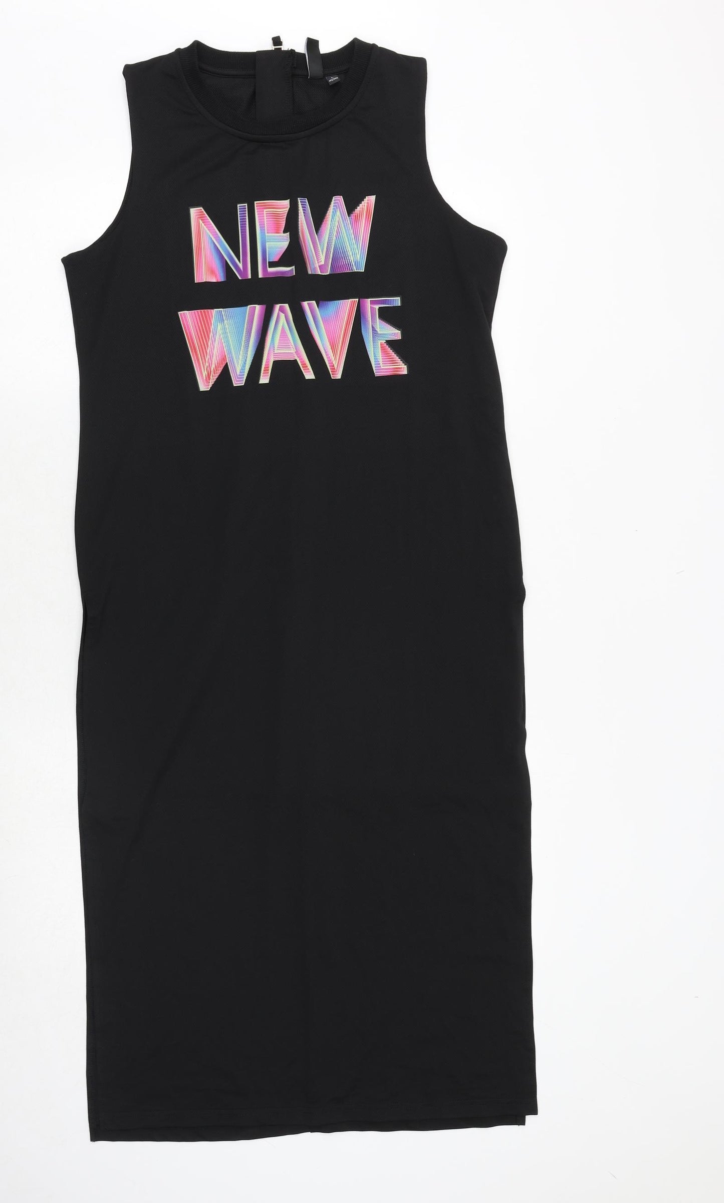 Clockhouse Womens Black Polyester Tank Dress Size L Round Neck Zip - New Wave