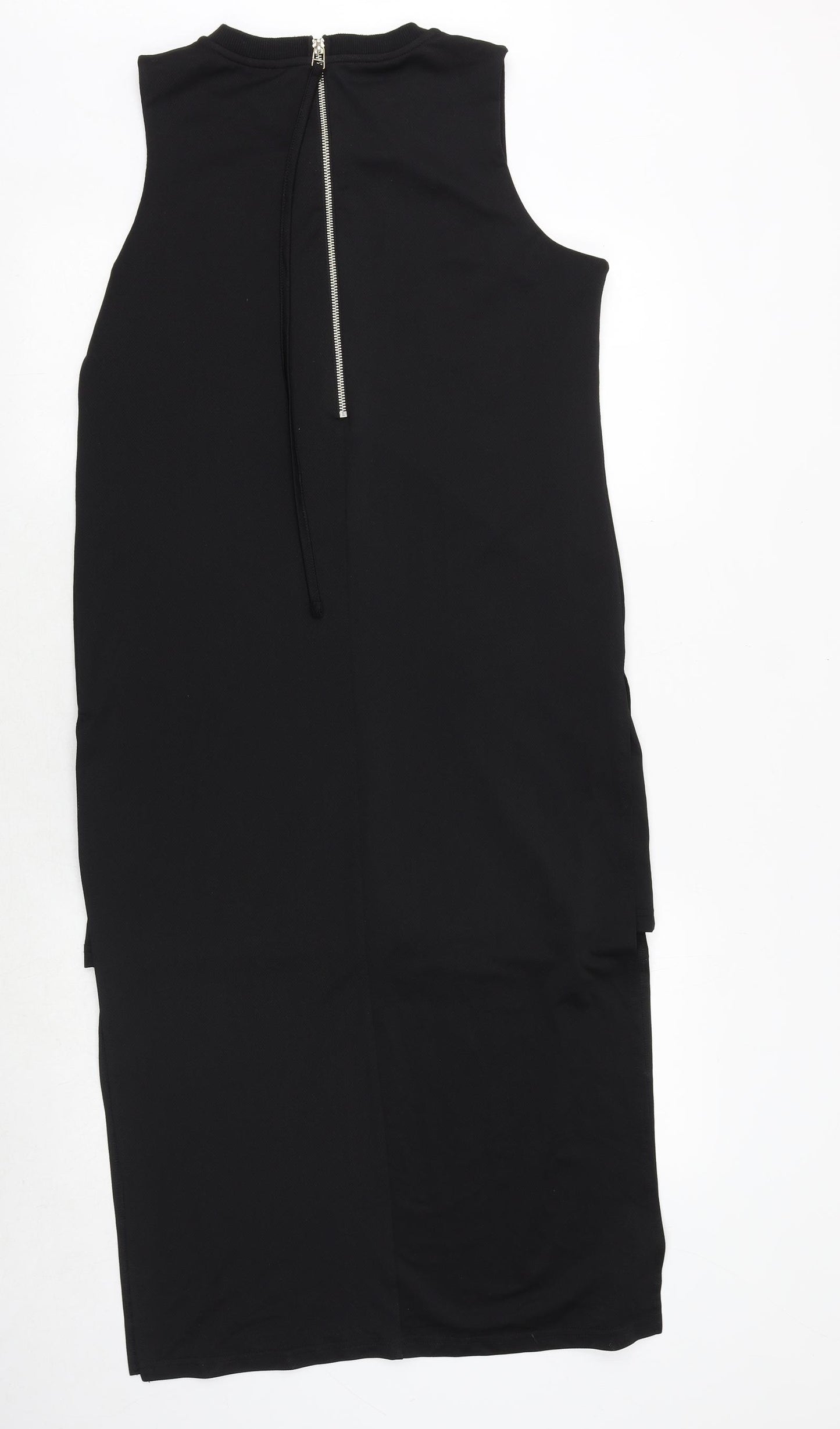 Clockhouse Womens Black Polyester Tank Dress Size L Round Neck Zip - New Wave