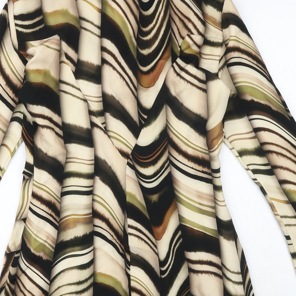 Zara Womens Multicoloured Geometric Polyester Shirt Dress Size M Collared Zip