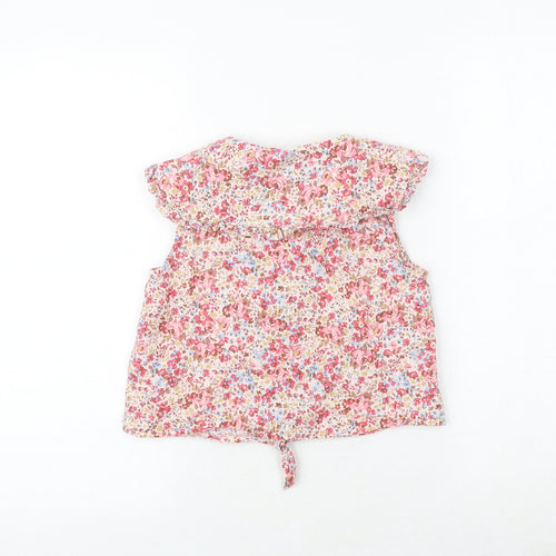 NEXT Girls Multicoloured Floral 100% Cotton Basic Button-Up Size 10 Years Round Neck Button - Tie Front