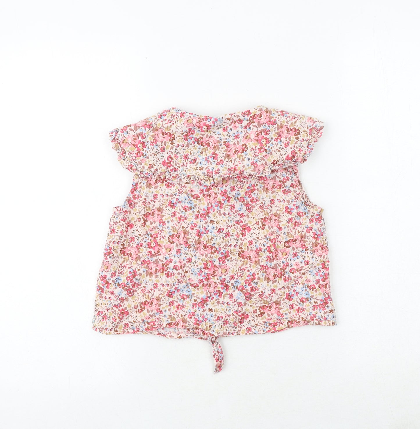 NEXT Girls Multicoloured Floral 100% Cotton Basic Button-Up Size 10 Years Round Neck Button - Tie Front