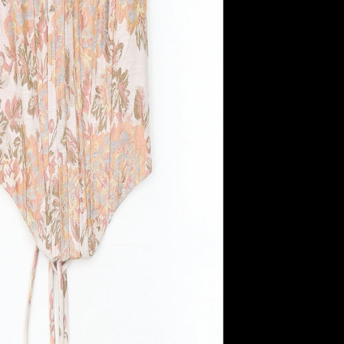 Bershka Womens Pink Floral Polyester Cropped Tank Size S Sweetheart - Corset Style Lace Up Back