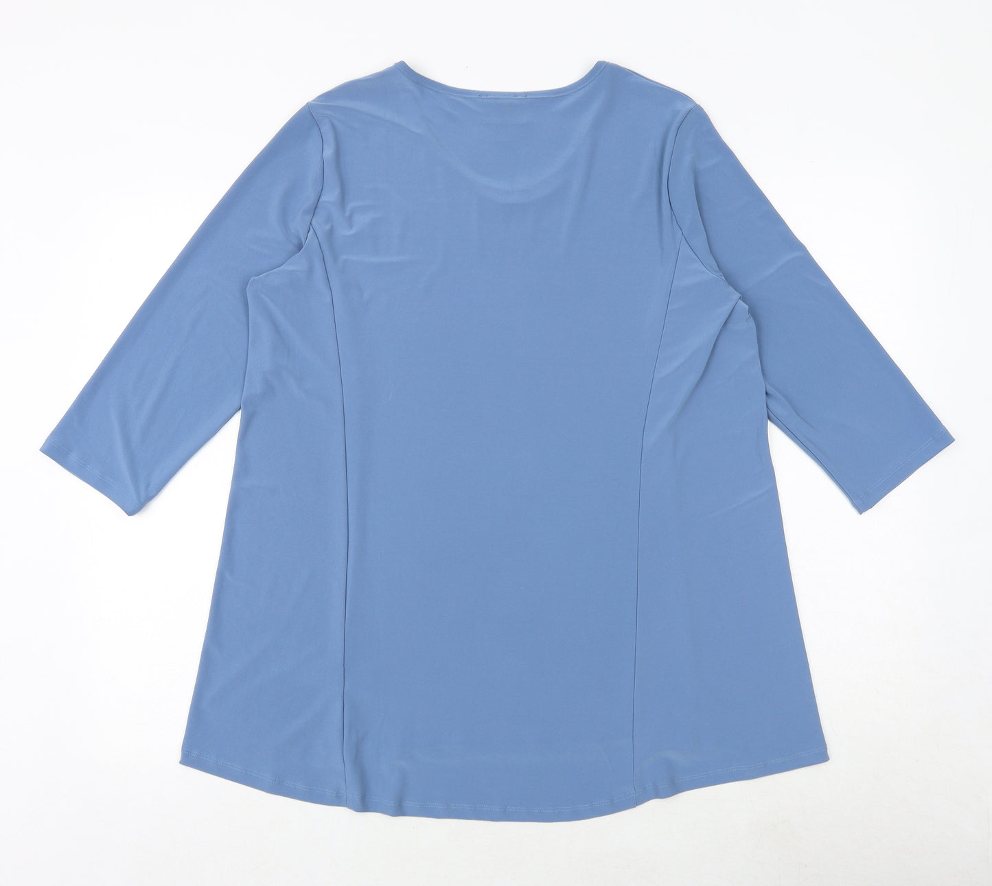 Antthony Womens Blue Viscose Basic T-Shirt Size L Scoop Neck