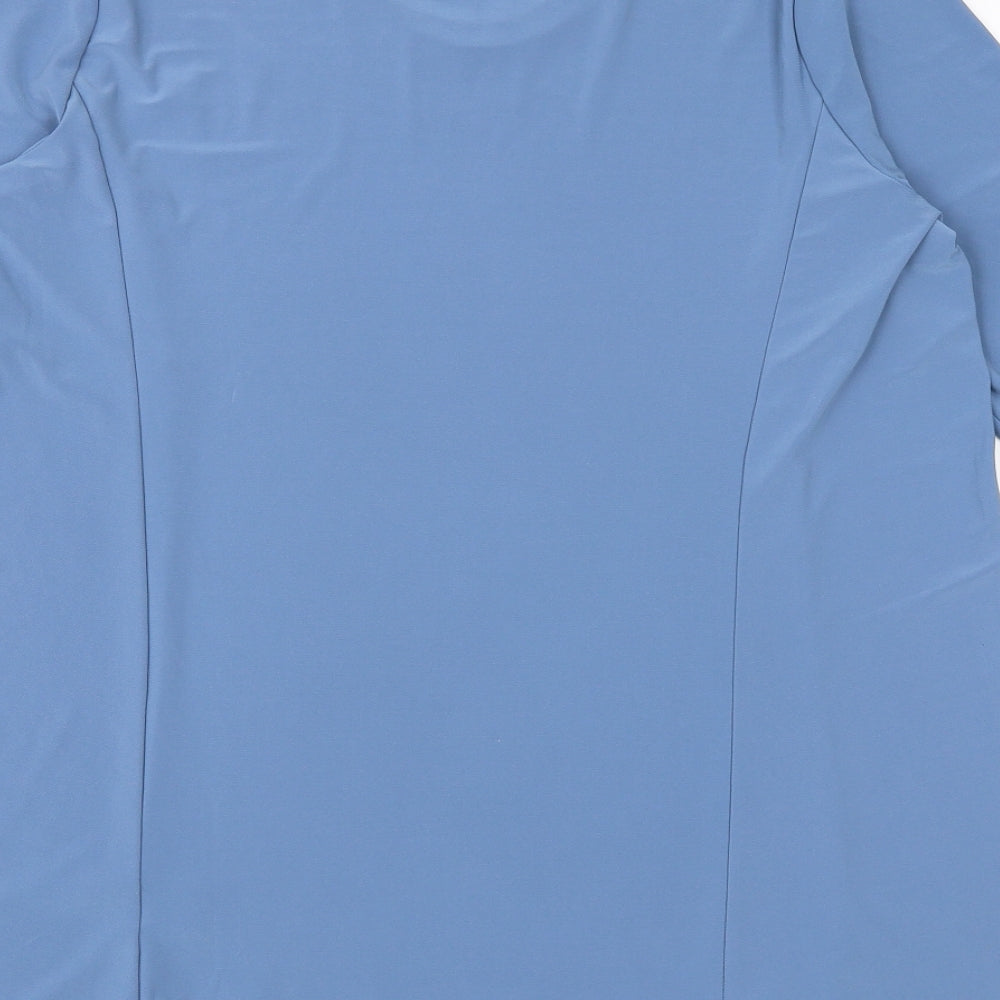 Antthony Womens Blue Viscose Basic T-Shirt Size L Scoop Neck