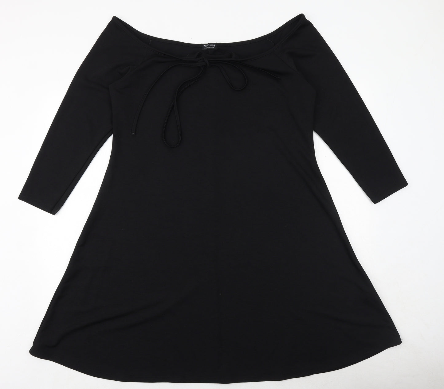 Pink Clove Womens Black Polyester A-Line Size 20 Off the Shoulder Tie
