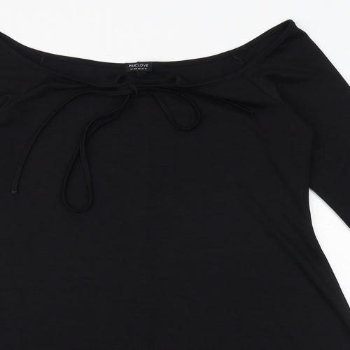Pink Clove Womens Black Polyester A-Line Size 20 Off the Shoulder Tie