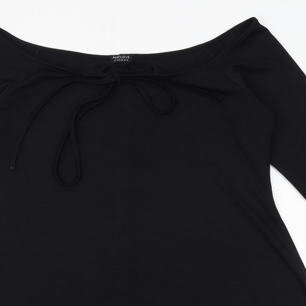 Pink Clove Womens Black Polyester A-Line Size 20 Off the Shoulder Tie