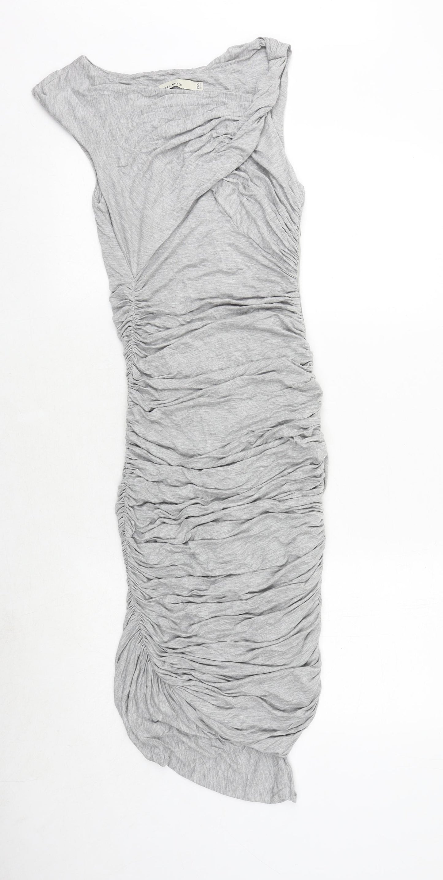 Karen Millen Womens Grey Polyester Shift Size 10 Round Neck Zip