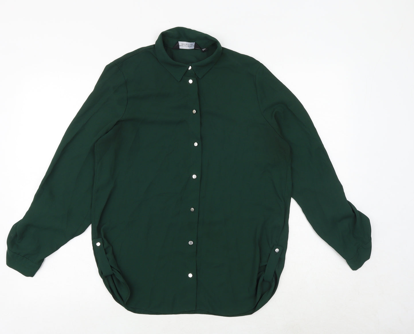 Dorothy Perkins Womens Green Polyester Basic Button-Up Size 12 Collared