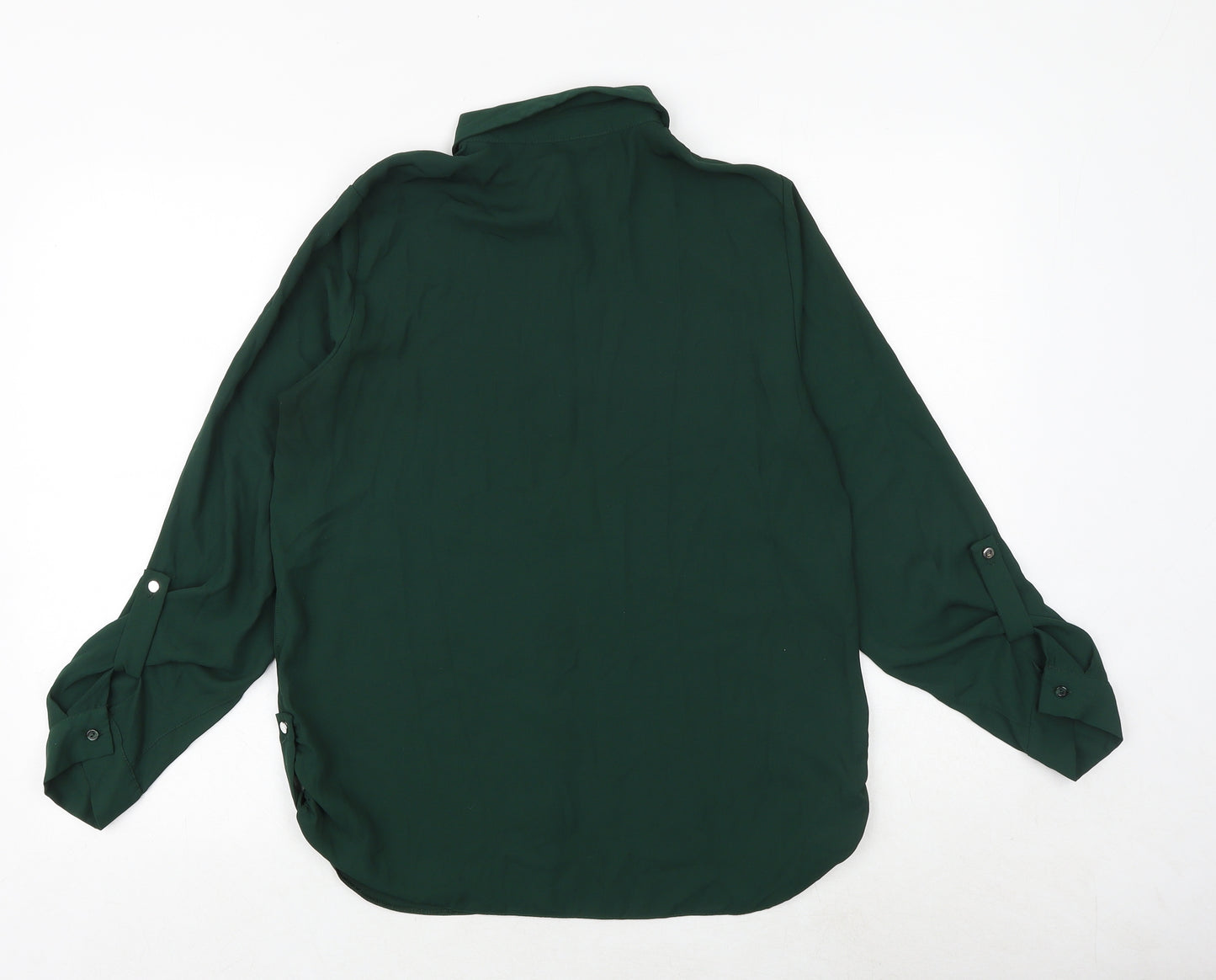 Dorothy Perkins Womens Green Polyester Basic Button-Up Size 12 Collared