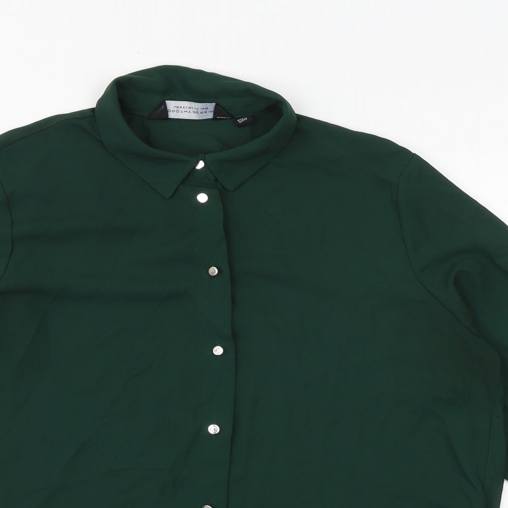 Dorothy Perkins Womens Green Polyester Basic Button-Up Size 12 Collared