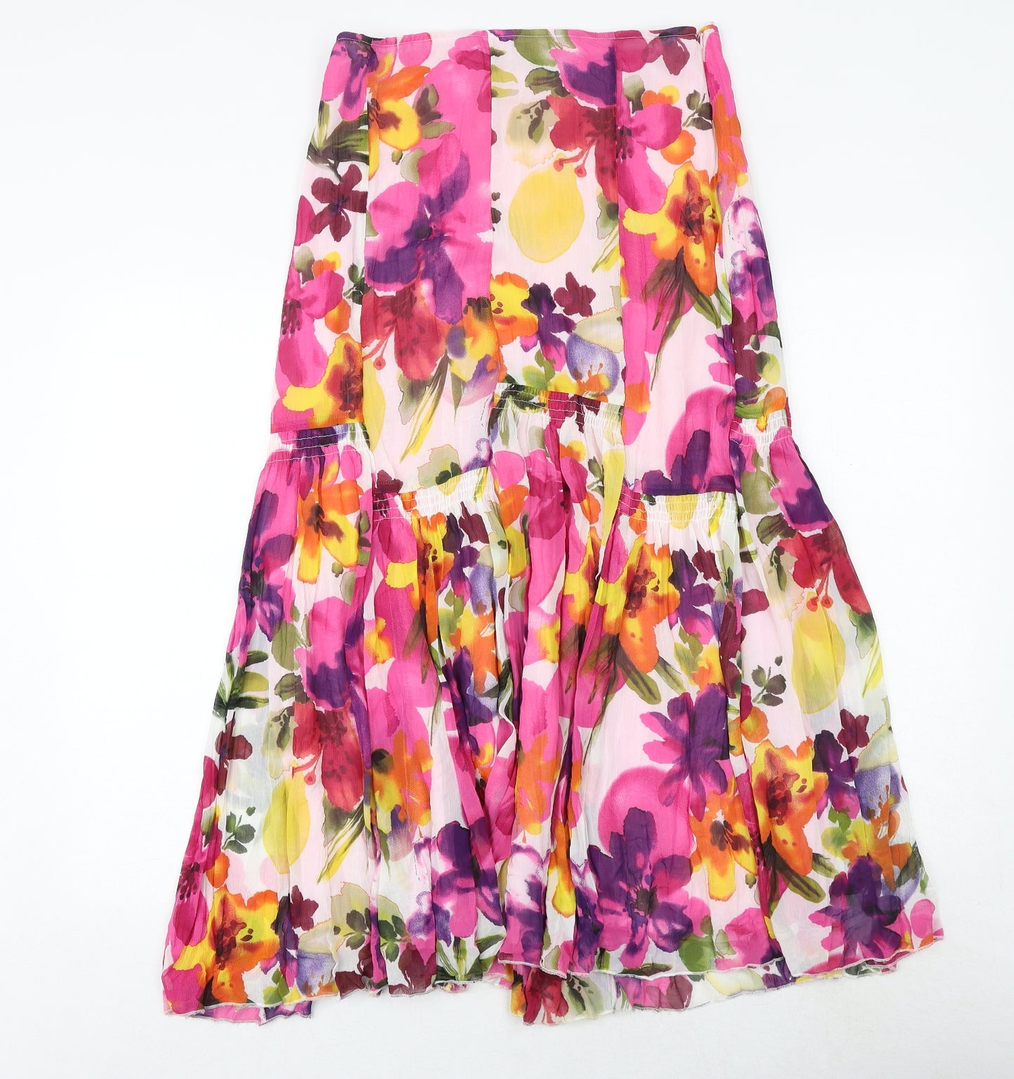 Marks and Spencer Womens Multicoloured Floral Polyester Peasant Skirt Size 10 Zip