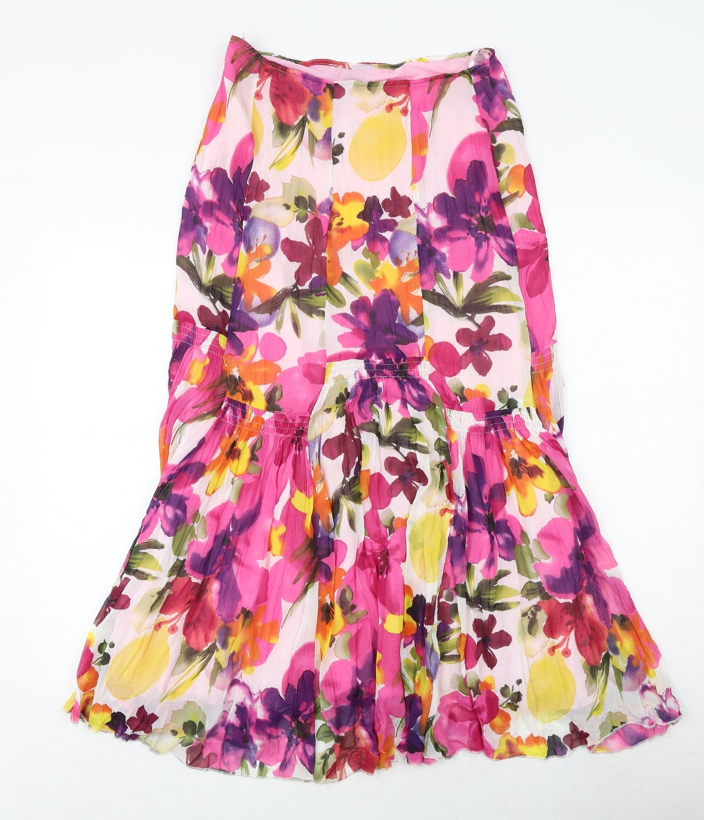 Marks and Spencer Womens Multicoloured Floral Polyester Peasant Skirt Size 10 Zip