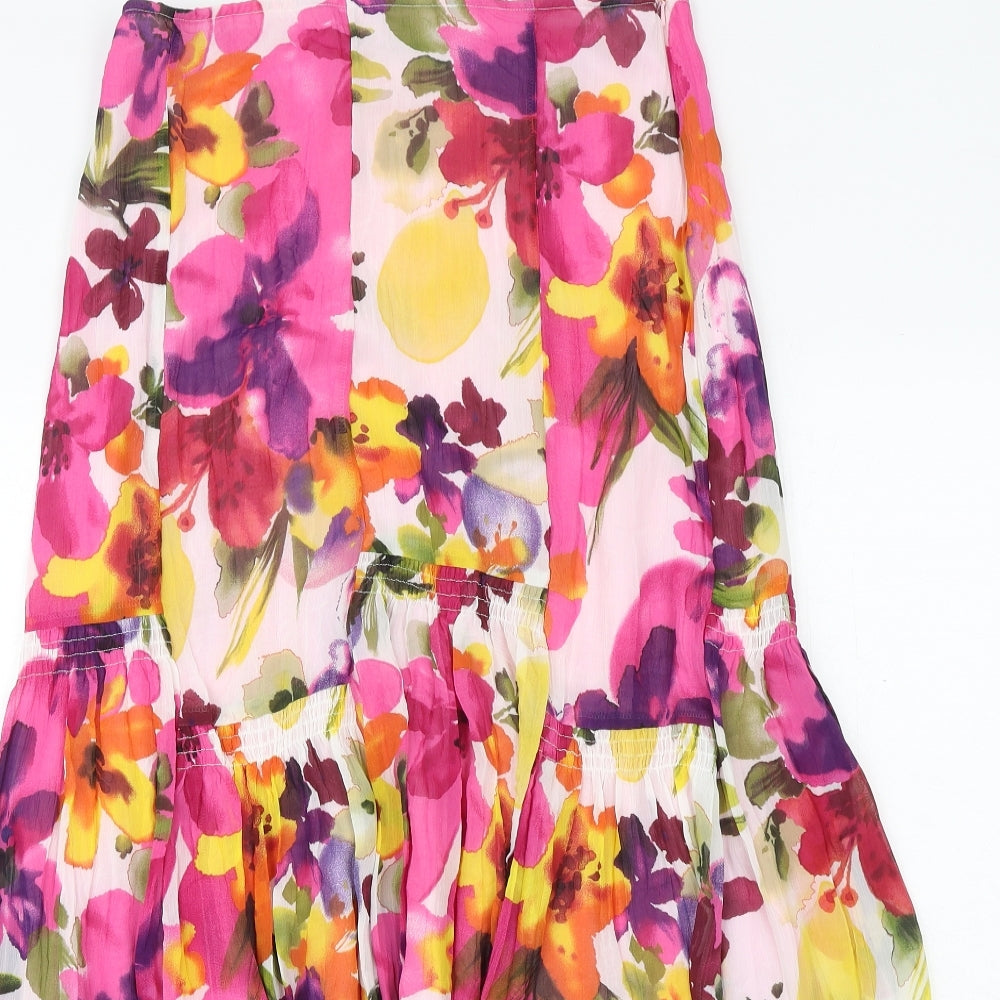 Marks and Spencer Womens Multicoloured Floral Polyester Peasant Skirt Size 10 Zip