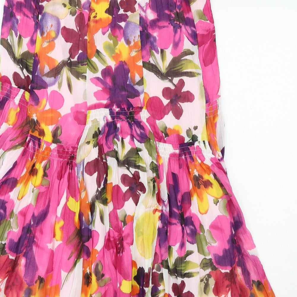 Marks and Spencer Womens Multicoloured Floral Polyester Peasant Skirt Size 10 Zip