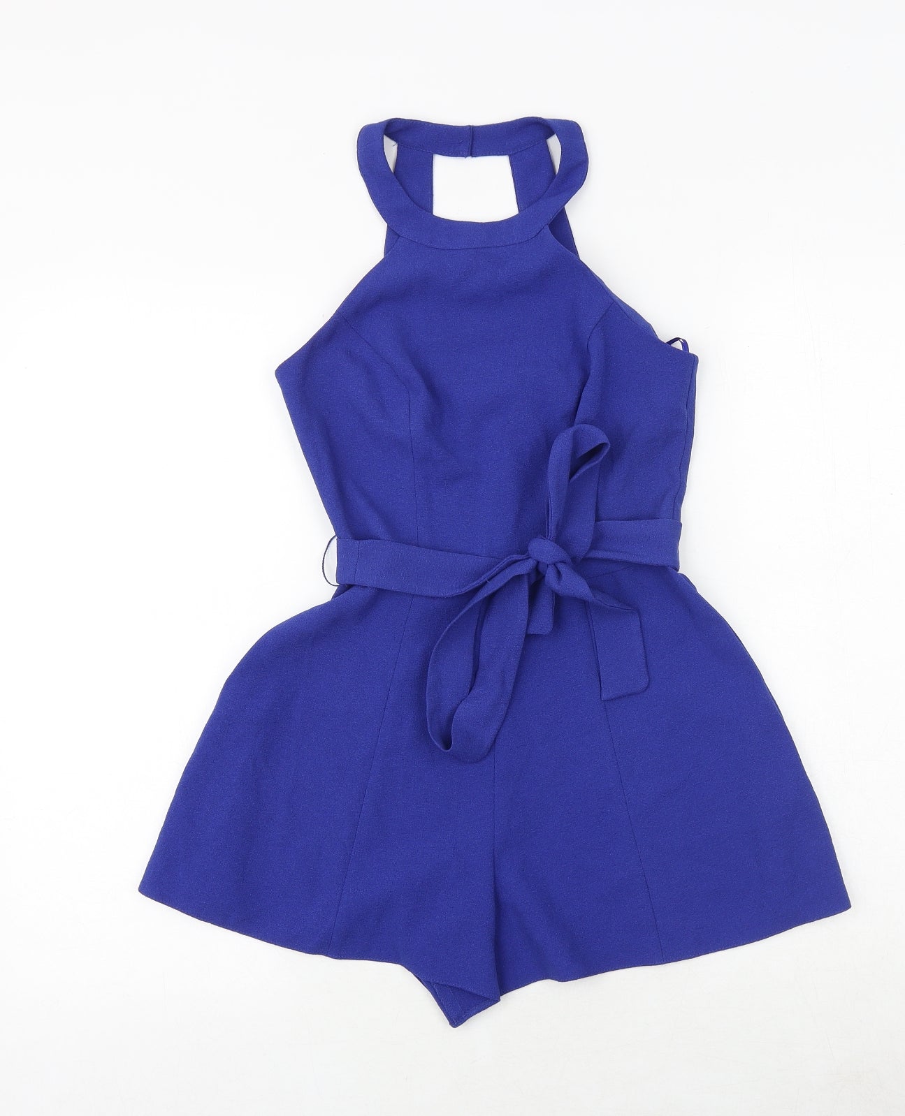 Miss Selfridge Womens Blue Polyester Playsuit One-Piece Size 4 Tie