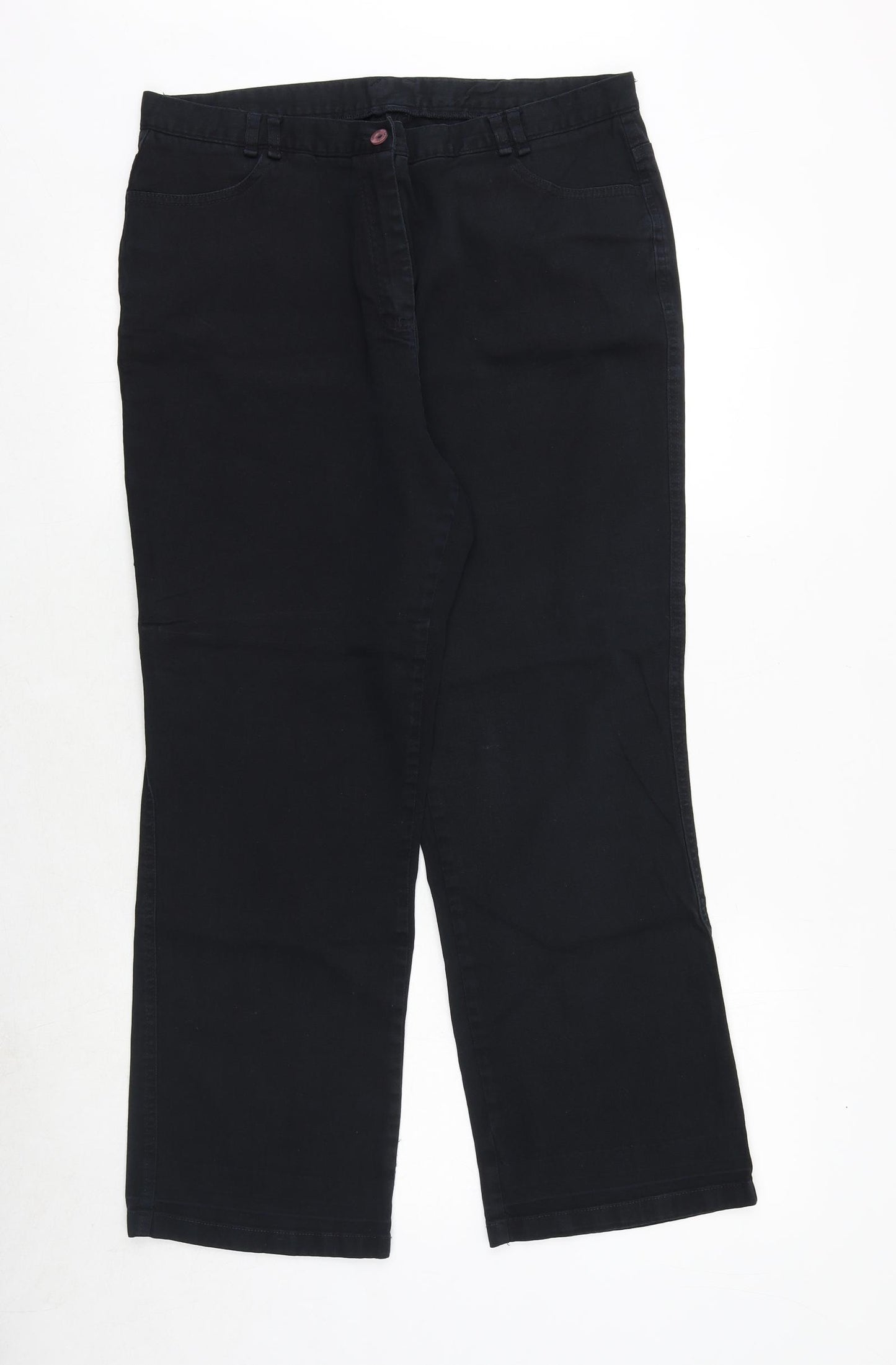 Berkertex Womens Black Cotton Straight Jeans Size 16 Regular Zip