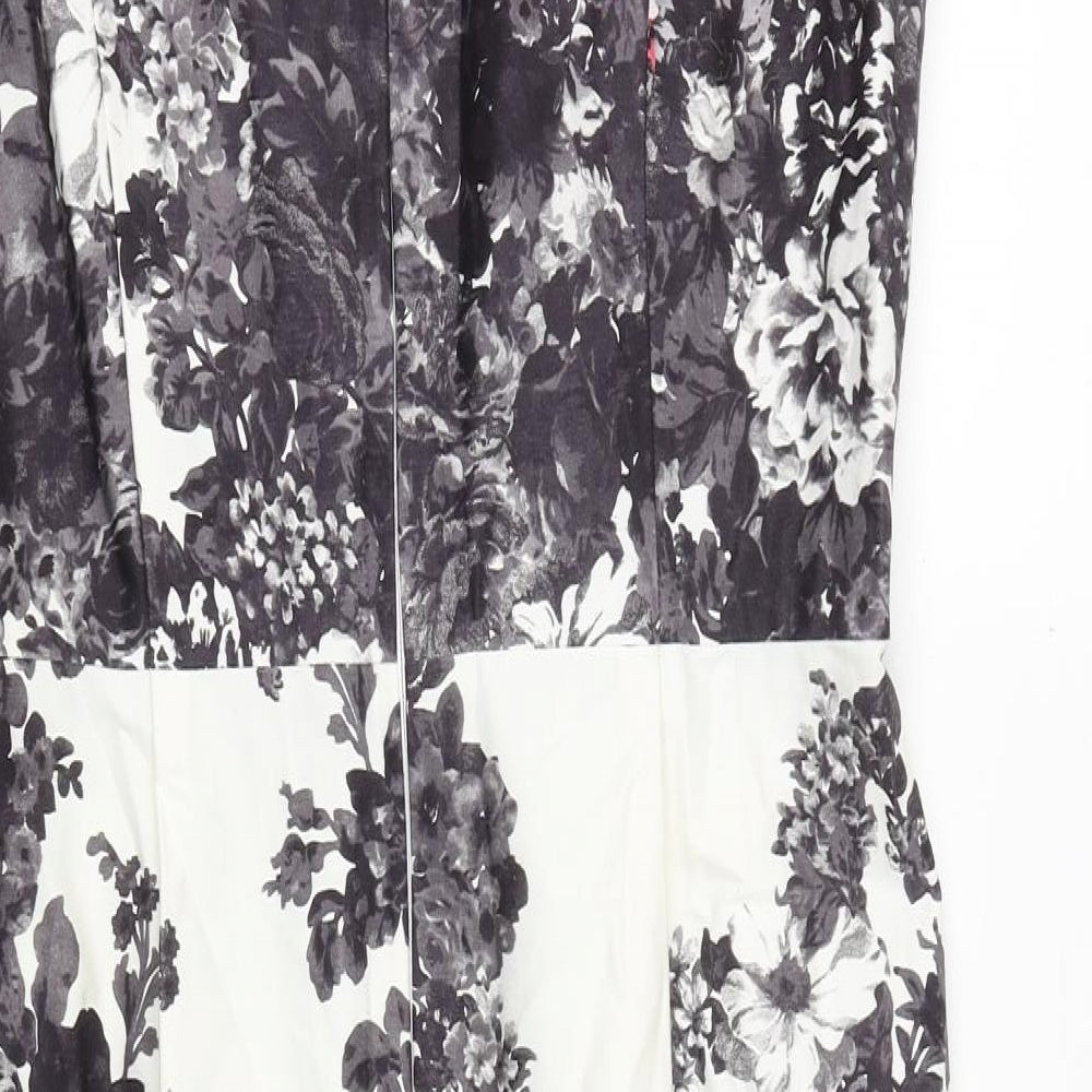 BHS Womens Multicoloured Floral Cotton A-Line Size 16 Round Neck Zip