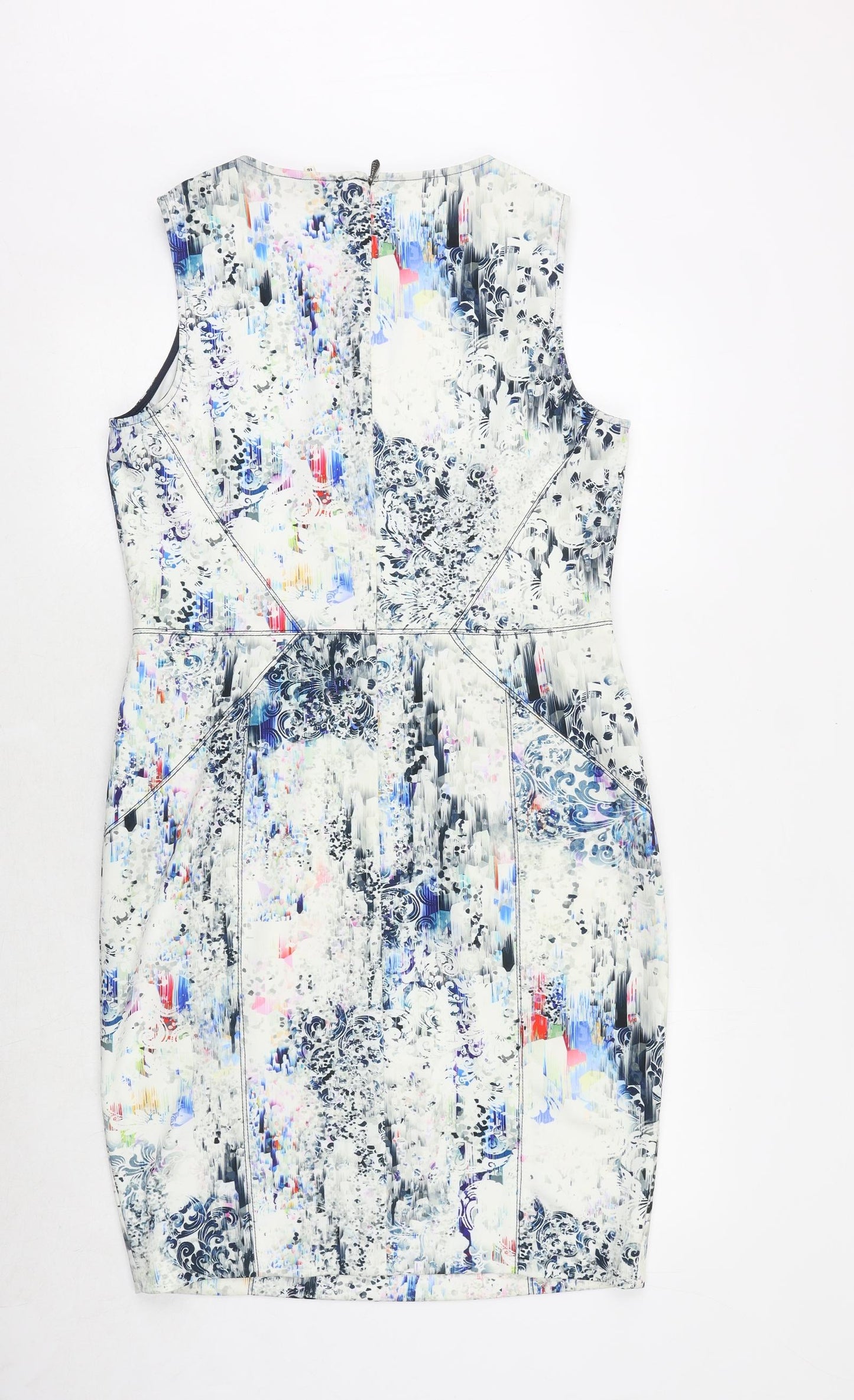 Damsel in a Dress Womens Multicoloured Geometric Polyester A-Line Size 16 Round Neck Zip