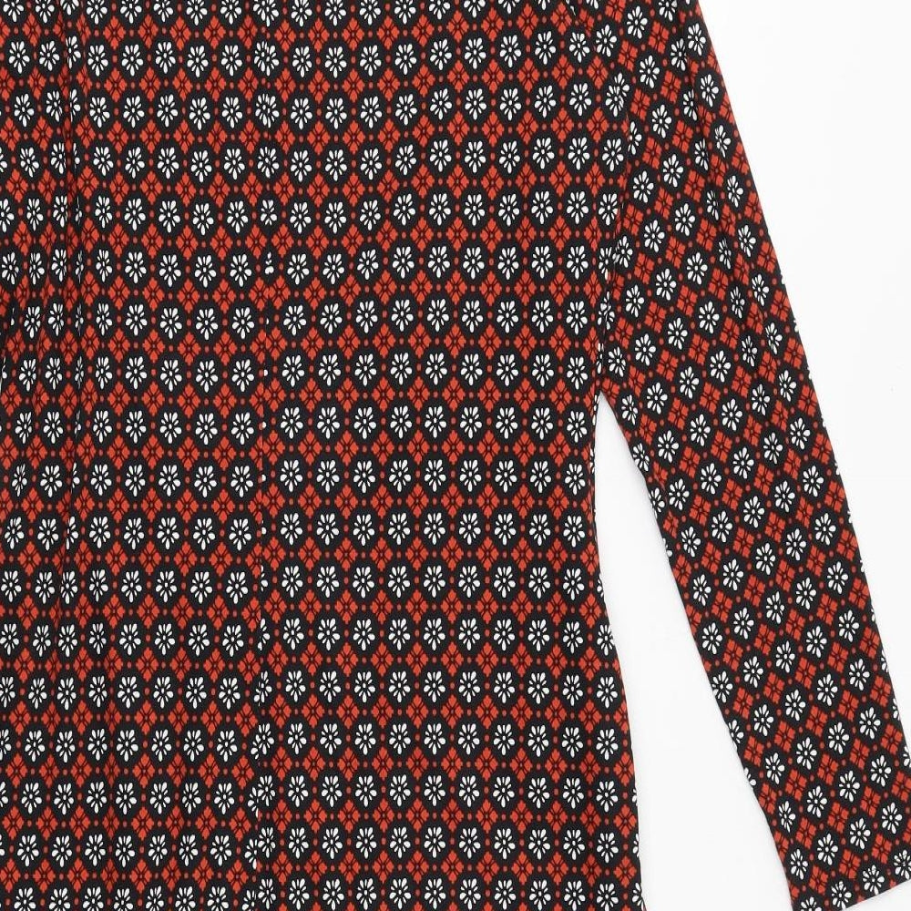 Marks and Spencer Womens Black Geometric Viscose A-Line Size 14 Round Neck Pullover