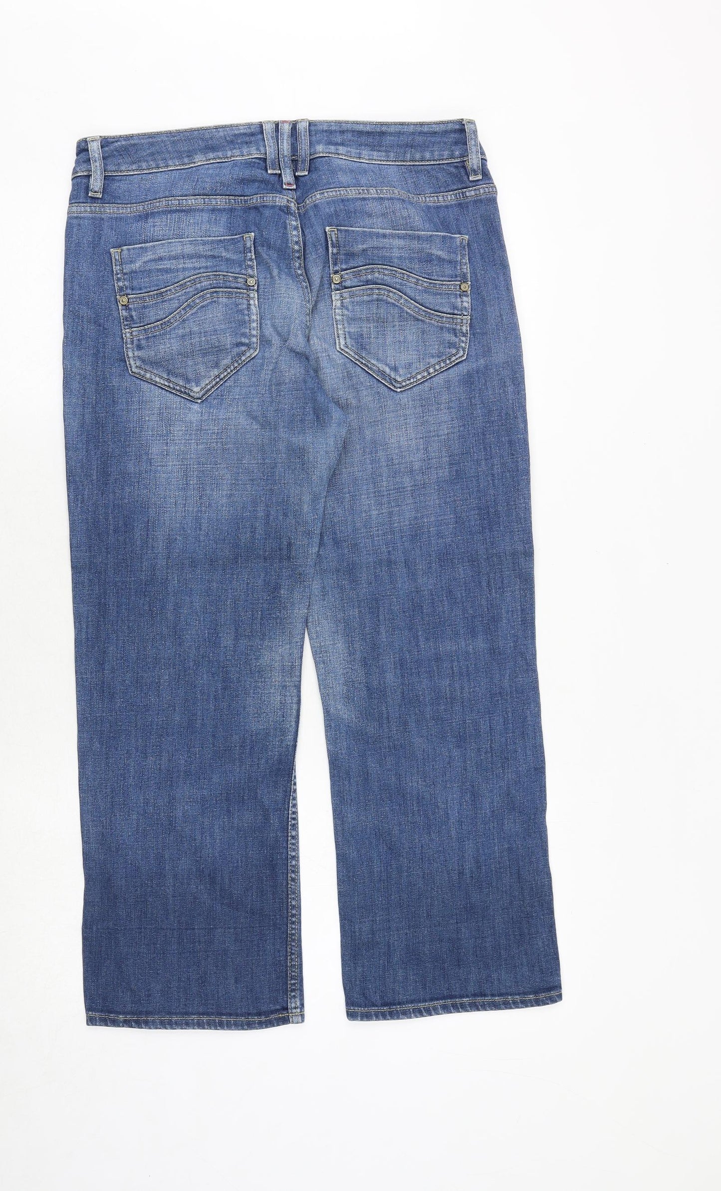 Espirit Womens Blue Cotton Straight Jeans Size 16 Regular Zip
