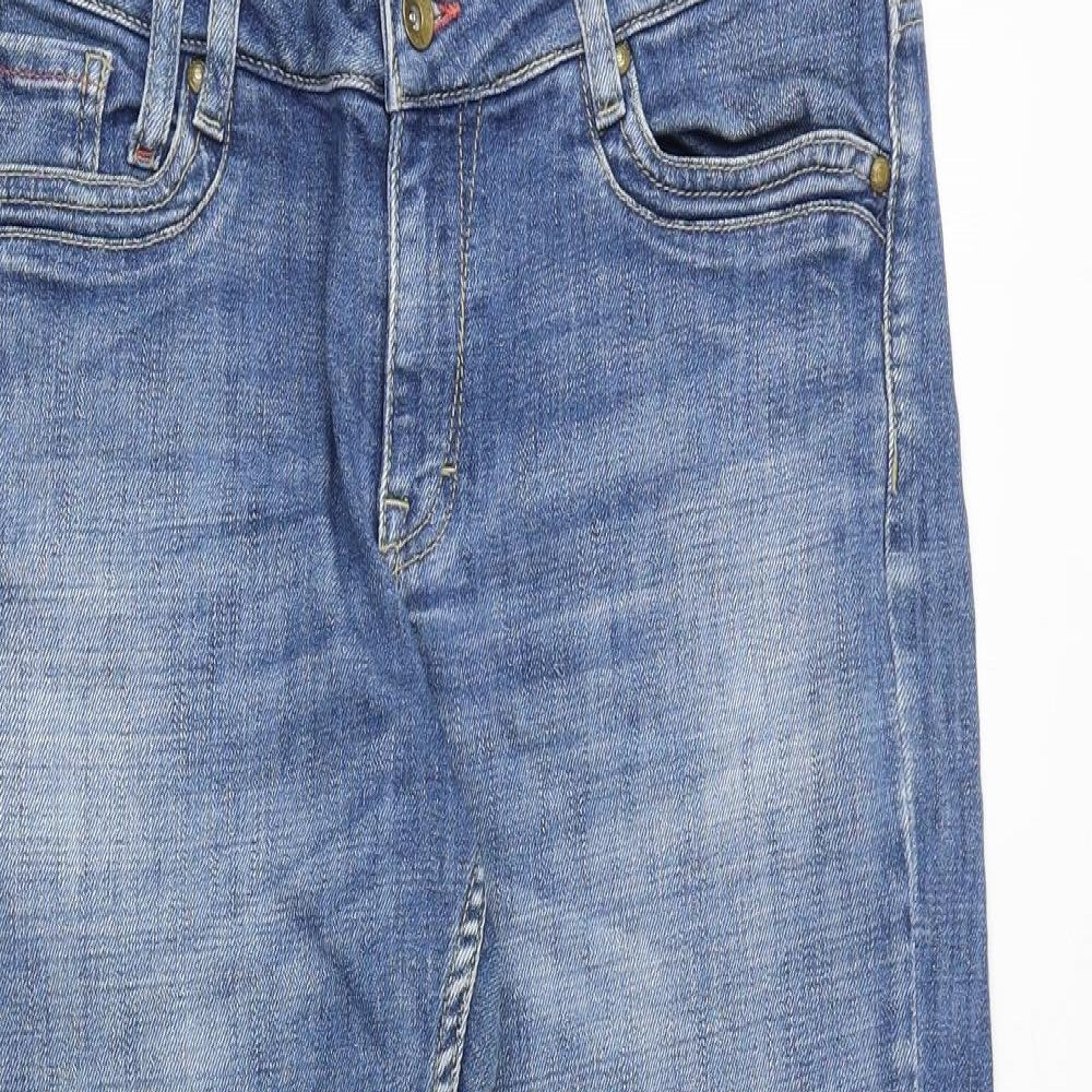 Espirit Womens Blue Cotton Straight Jeans Size 16 Regular Zip