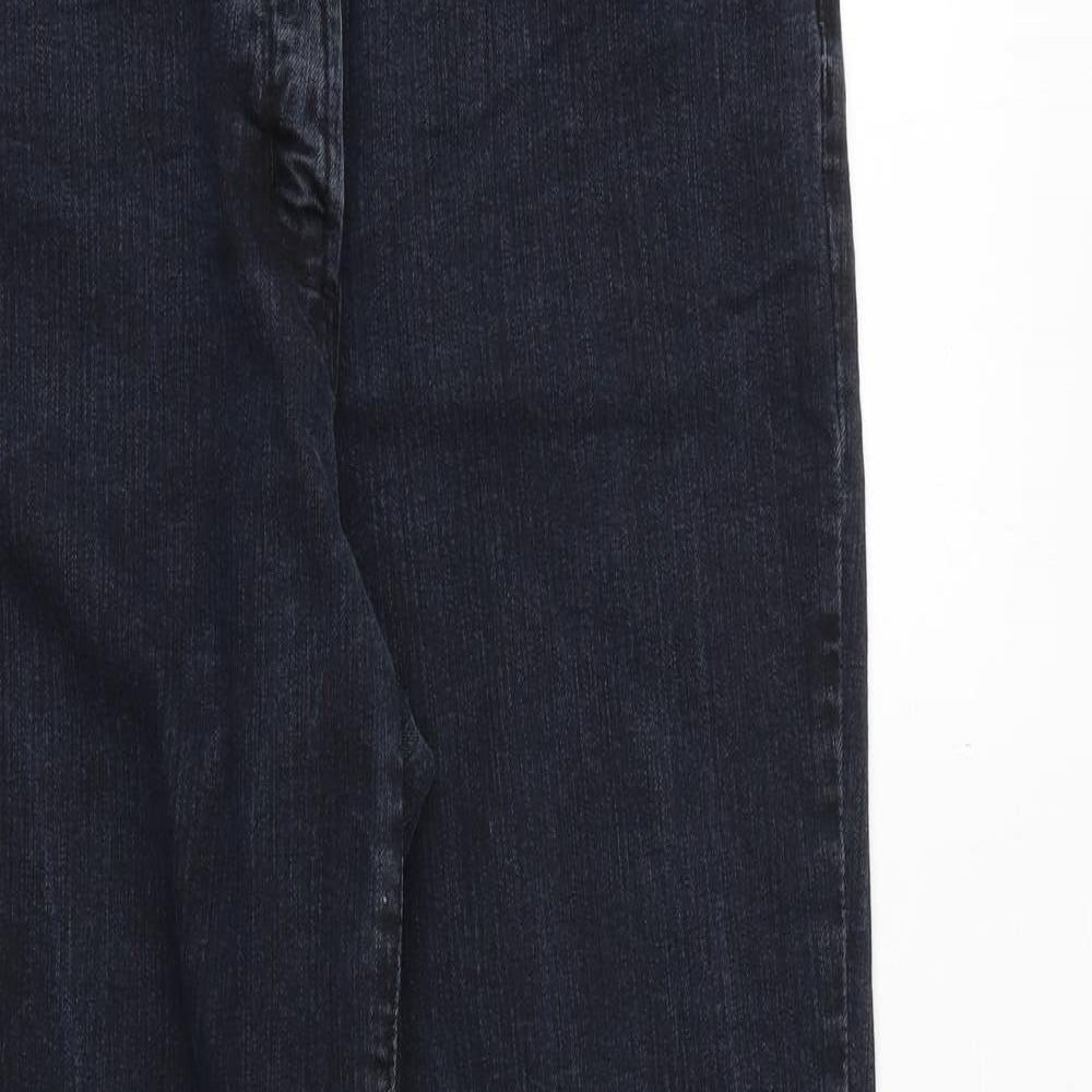 BHS Womens Blue Cotton Straight Jeans Size 16 Regular Zip