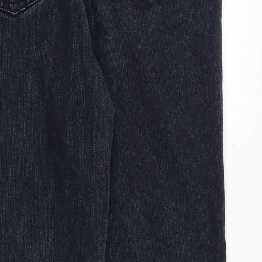 BHS Womens Blue Cotton Straight Jeans Size 16 Regular Zip