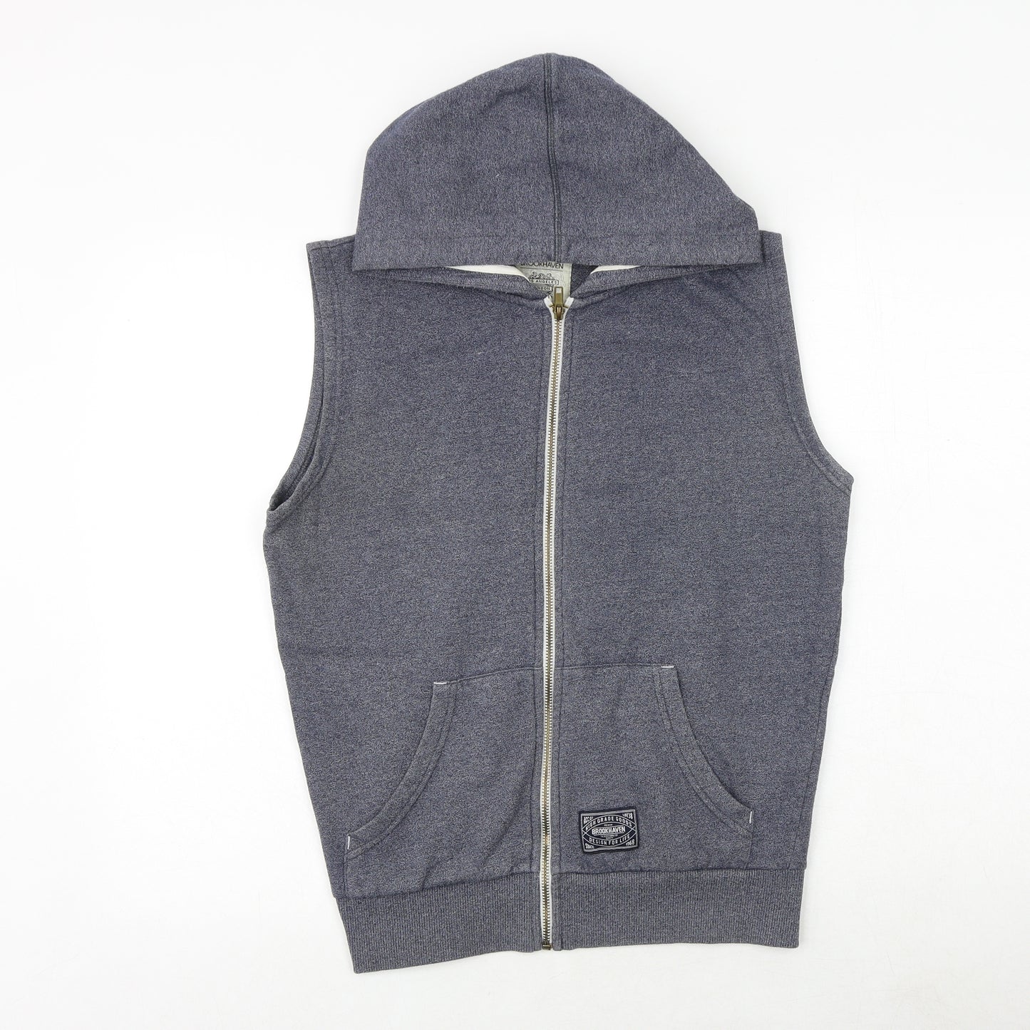Brookhaven Mens Blue Cotton Full Zip Hoodie Size M