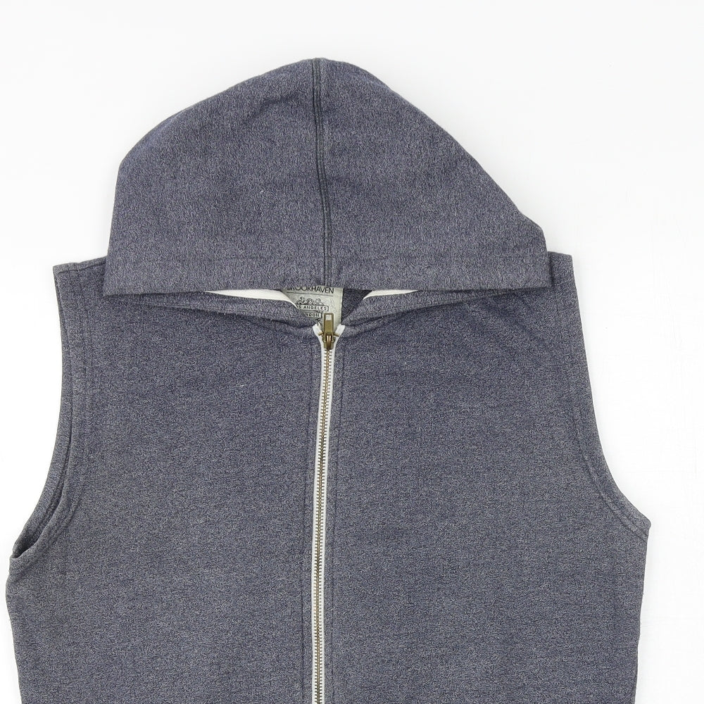 Brookhaven Mens Blue Cotton Full Zip Hoodie Size M