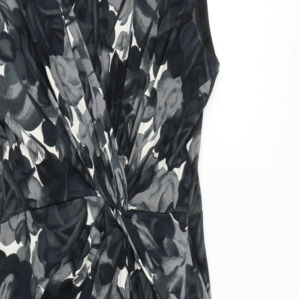 Phase Eight Womens Grey Floral Polyester A-Line Size 14 Round Neck Pullover