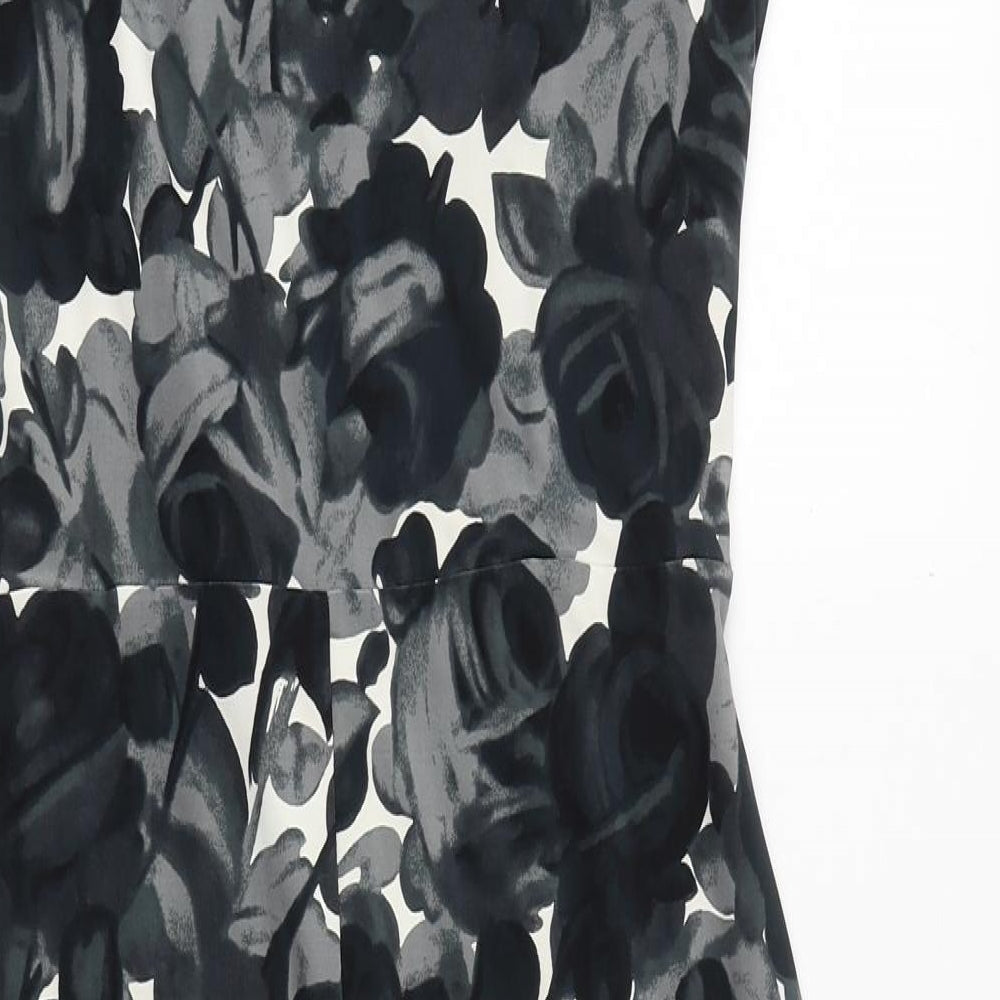 Phase Eight Womens Grey Floral Polyester A-Line Size 14 Round Neck Pullover