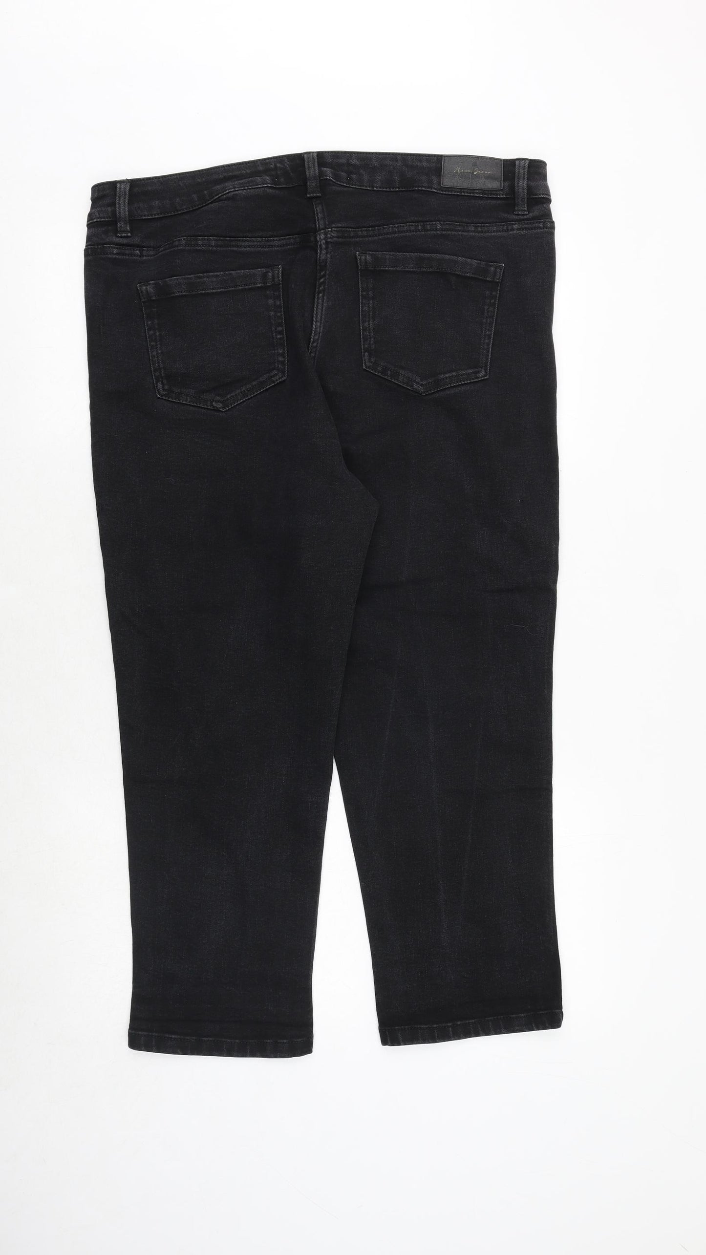 NEXT Womens Black Cotton Straight Jeans Size 18 Regular Zip