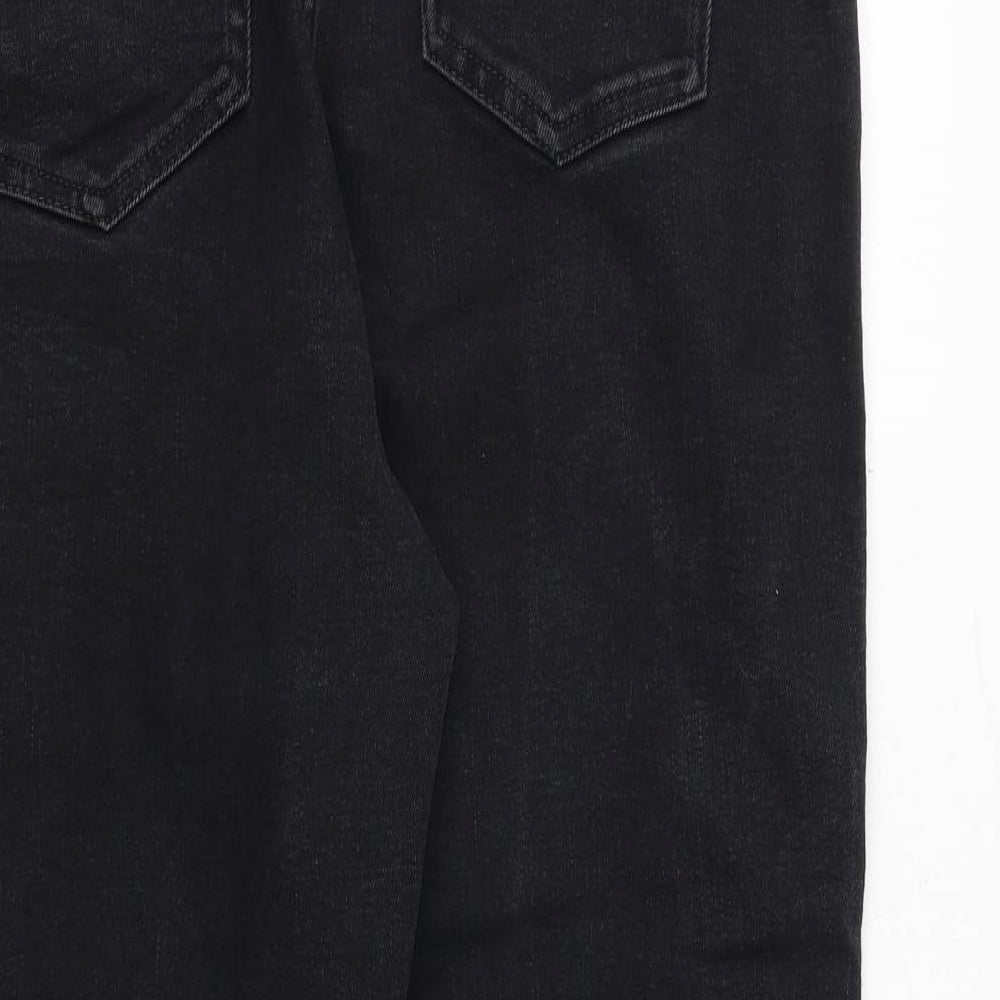 NEXT Womens Black Cotton Straight Jeans Size 18 Regular Zip