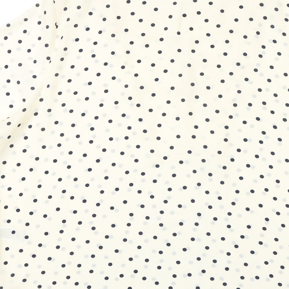 Marks and Spencer Womens Ivory Polka Dot Polyester Basic Blouse Size 18 Round Neck