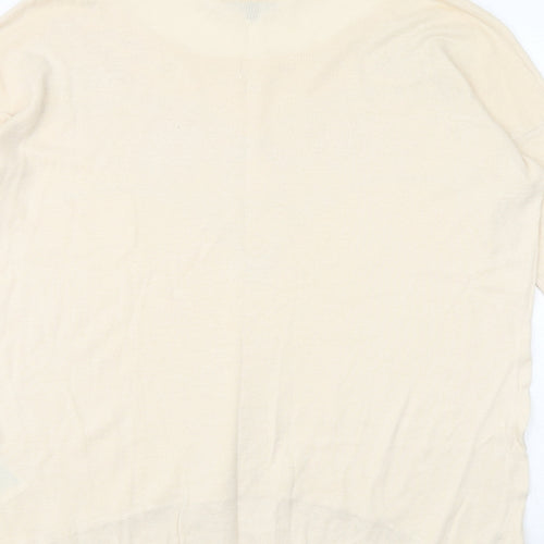 Warehouse Womens Beige Round Neck 100% Cotton Pullover Jumper Size 8
