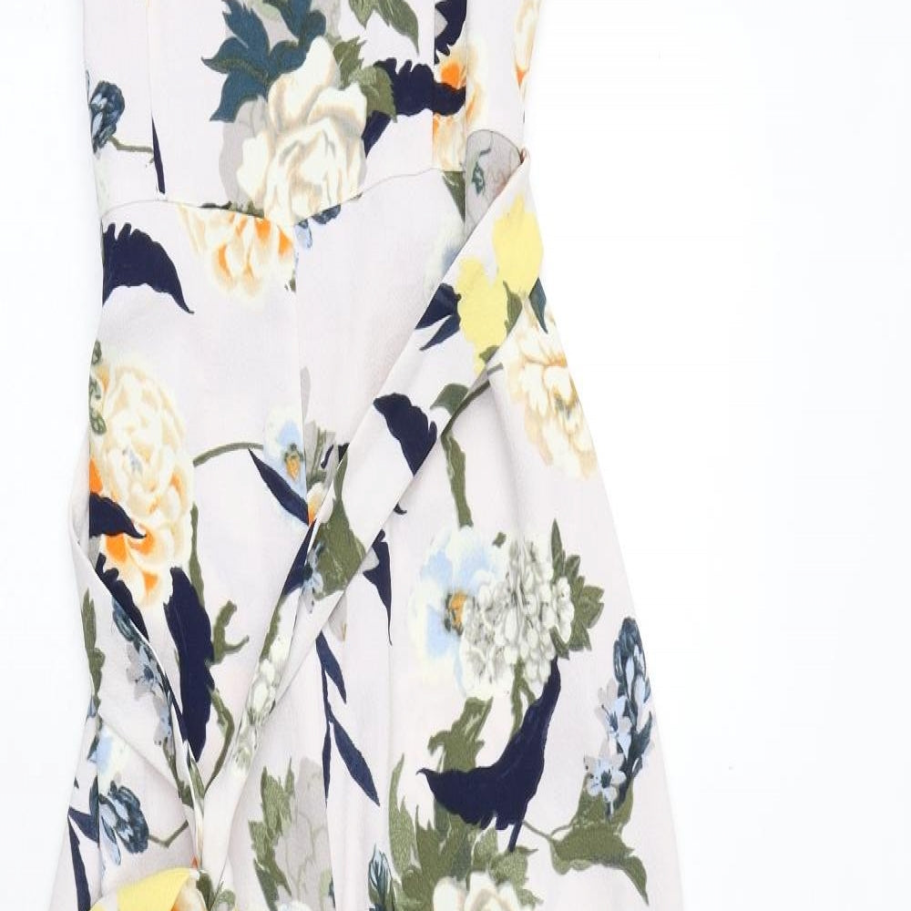 Miss Selfridge Womens Multicoloured Floral Polyester Jumpsuit One-Piece Size 8 Tie