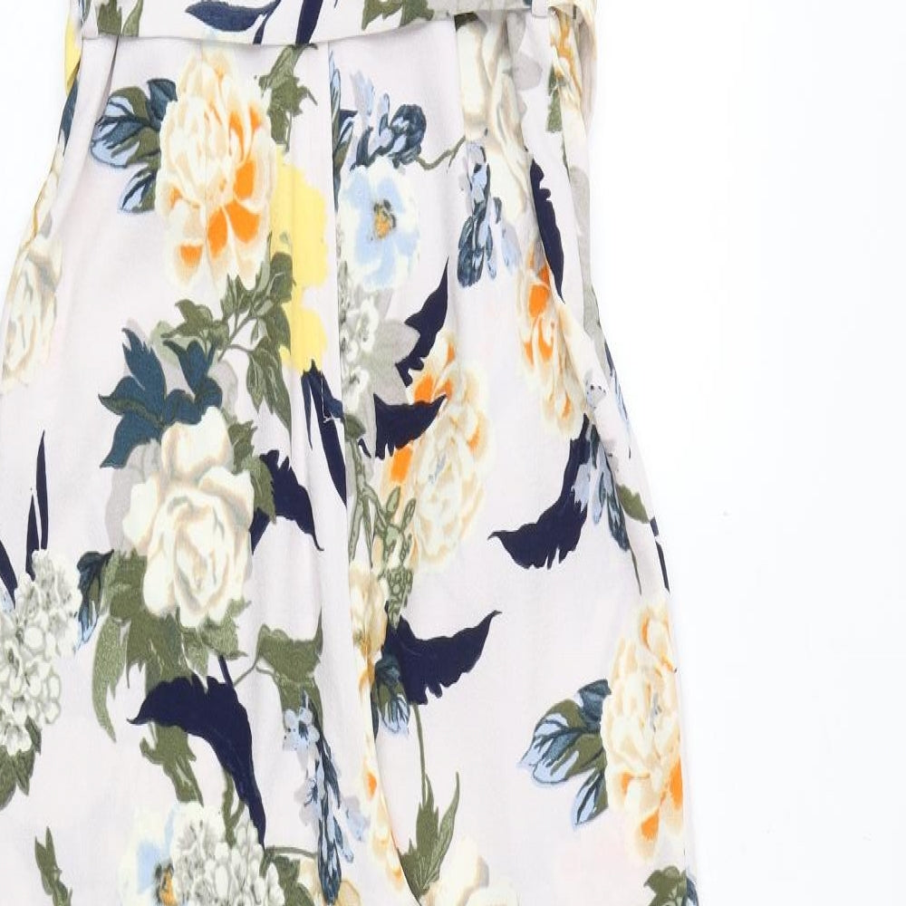 Miss Selfridge Womens Multicoloured Floral Polyester Jumpsuit One-Piece Size 8 Tie