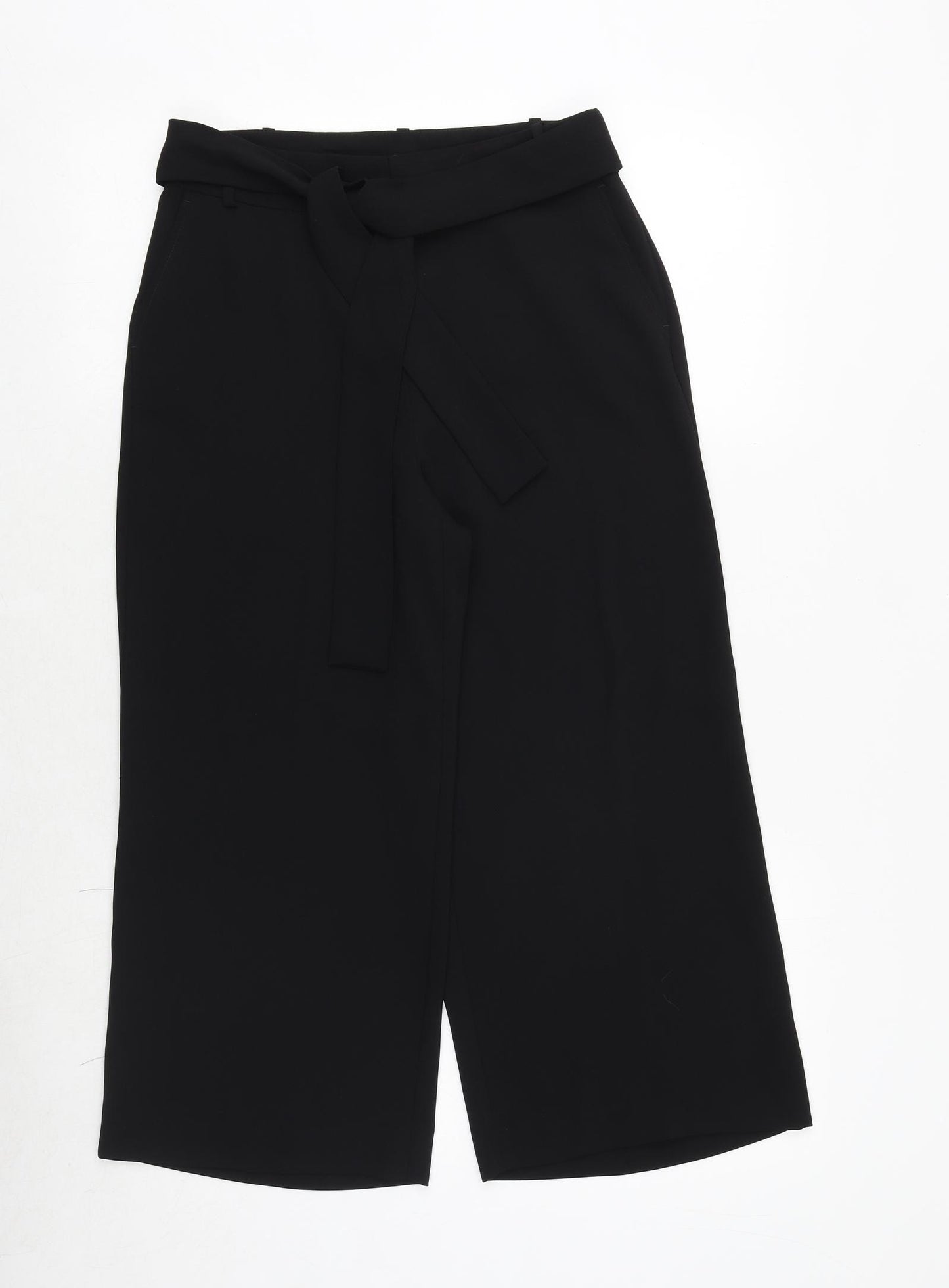 NEXT Womens Black Polyester Trousers Size 8 Regular Zip
