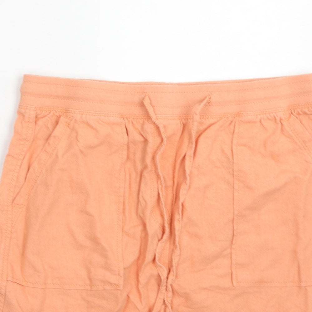 Marks and Spencer Womens Orange Linen A-Line Skirt Size 10 Drawstring