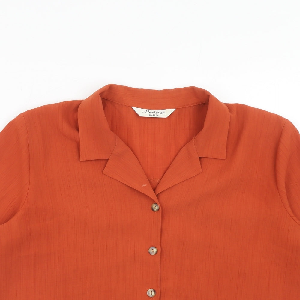 Berkertex Womens Orange Polyester Basic Button-Up Size 18 Collared