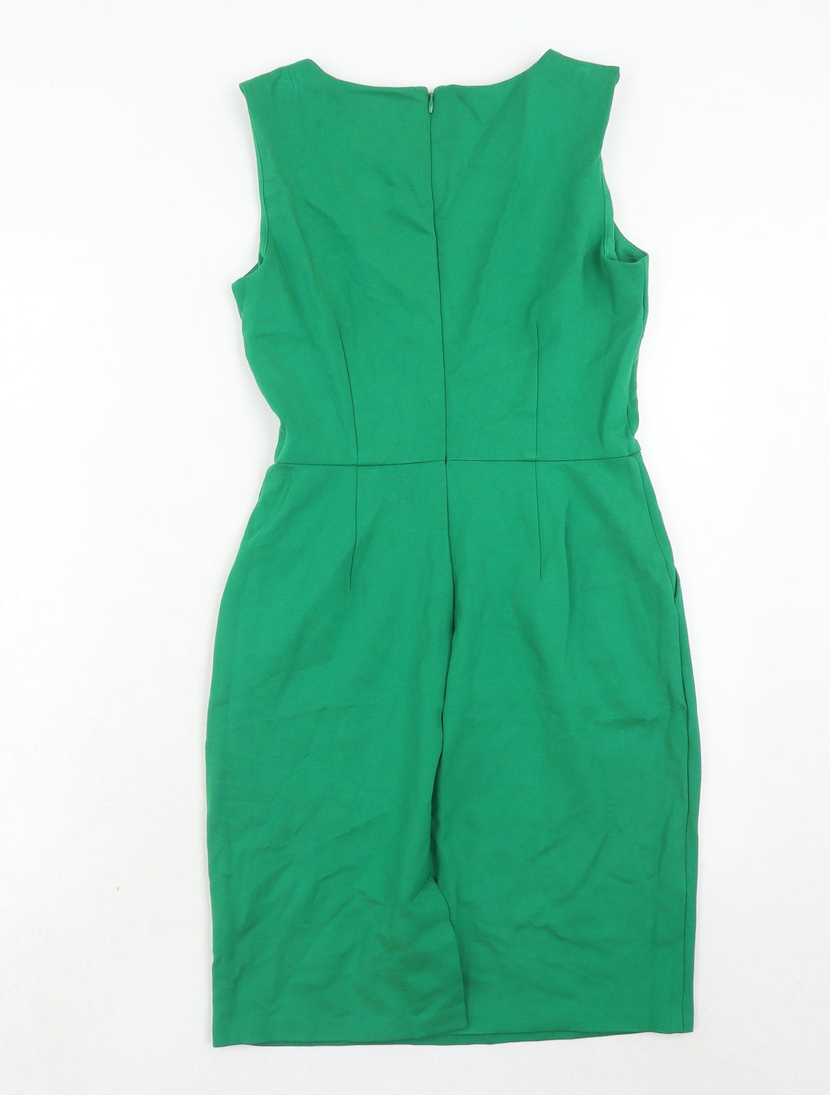 Marks and Spencer Womens Green Viscose A-Line Size 8 Round Neck Zip