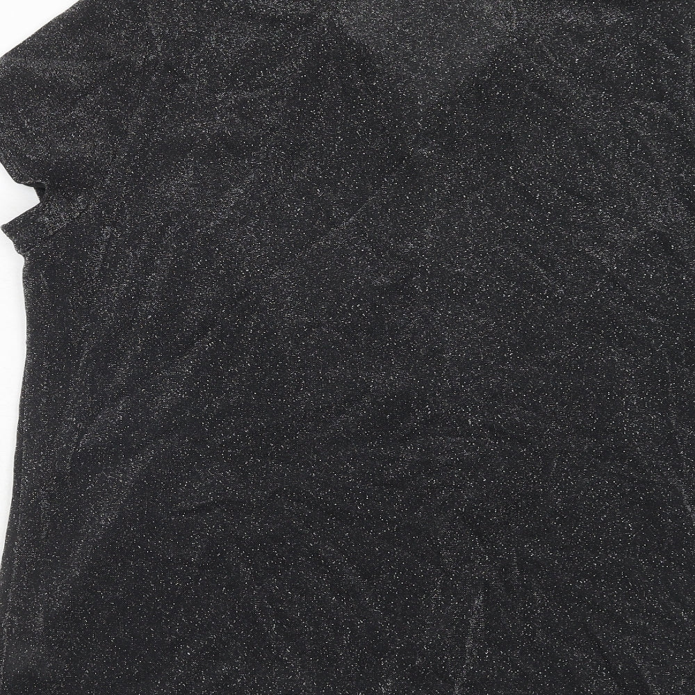 essence Womens Black Geometric Nylon Basic Button-Up Size 22 Collared