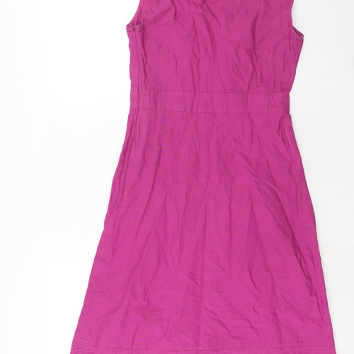 Debenhams Womens Purple Linen A-Line Size 12 V-Neck Pullover