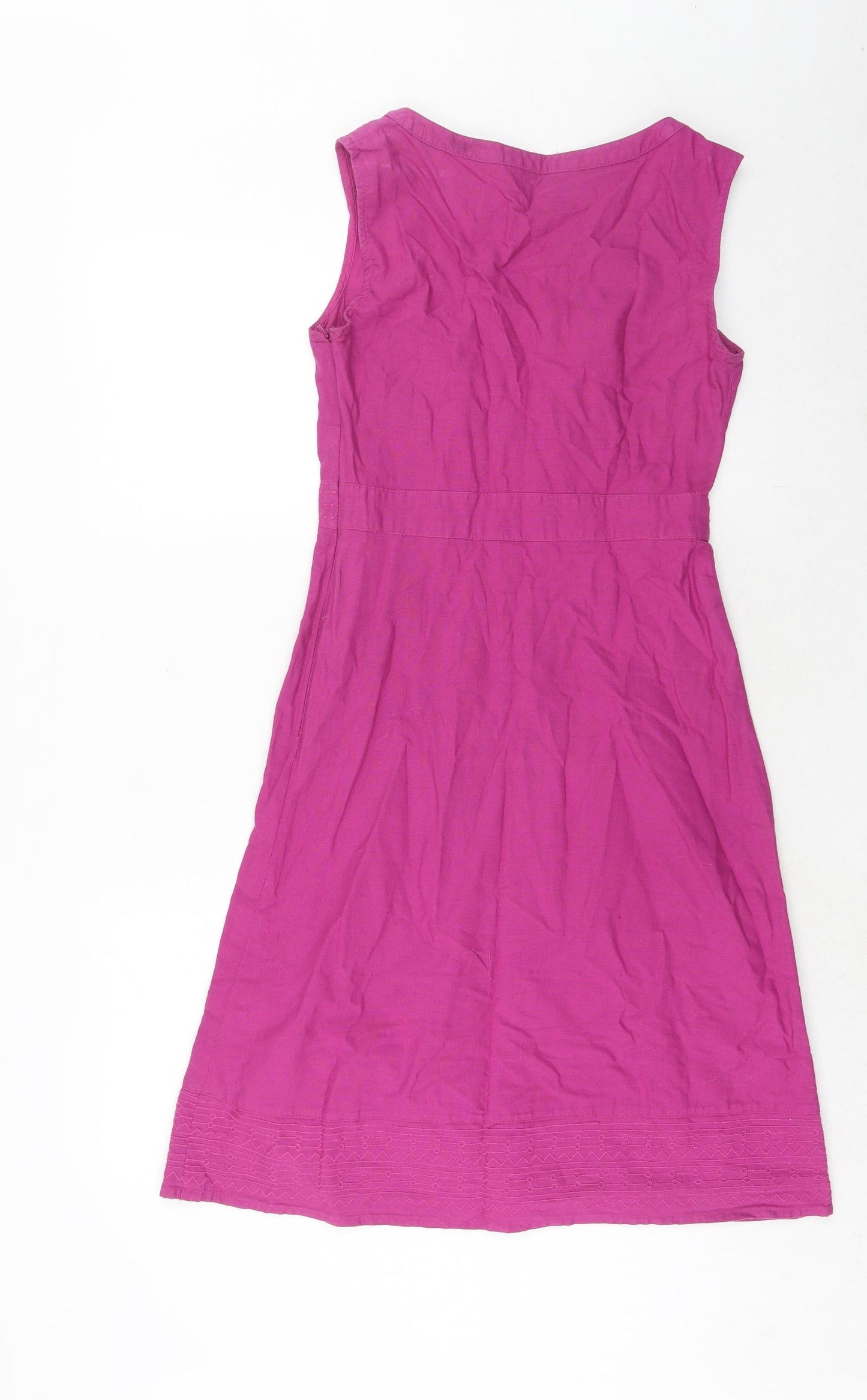 Debenhams Womens Purple Linen A-Line Size 12 V-Neck Pullover
