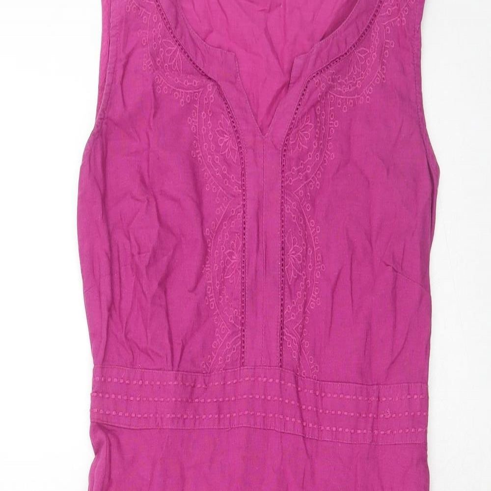Debenhams Womens Purple Linen A-Line Size 12 V-Neck Pullover