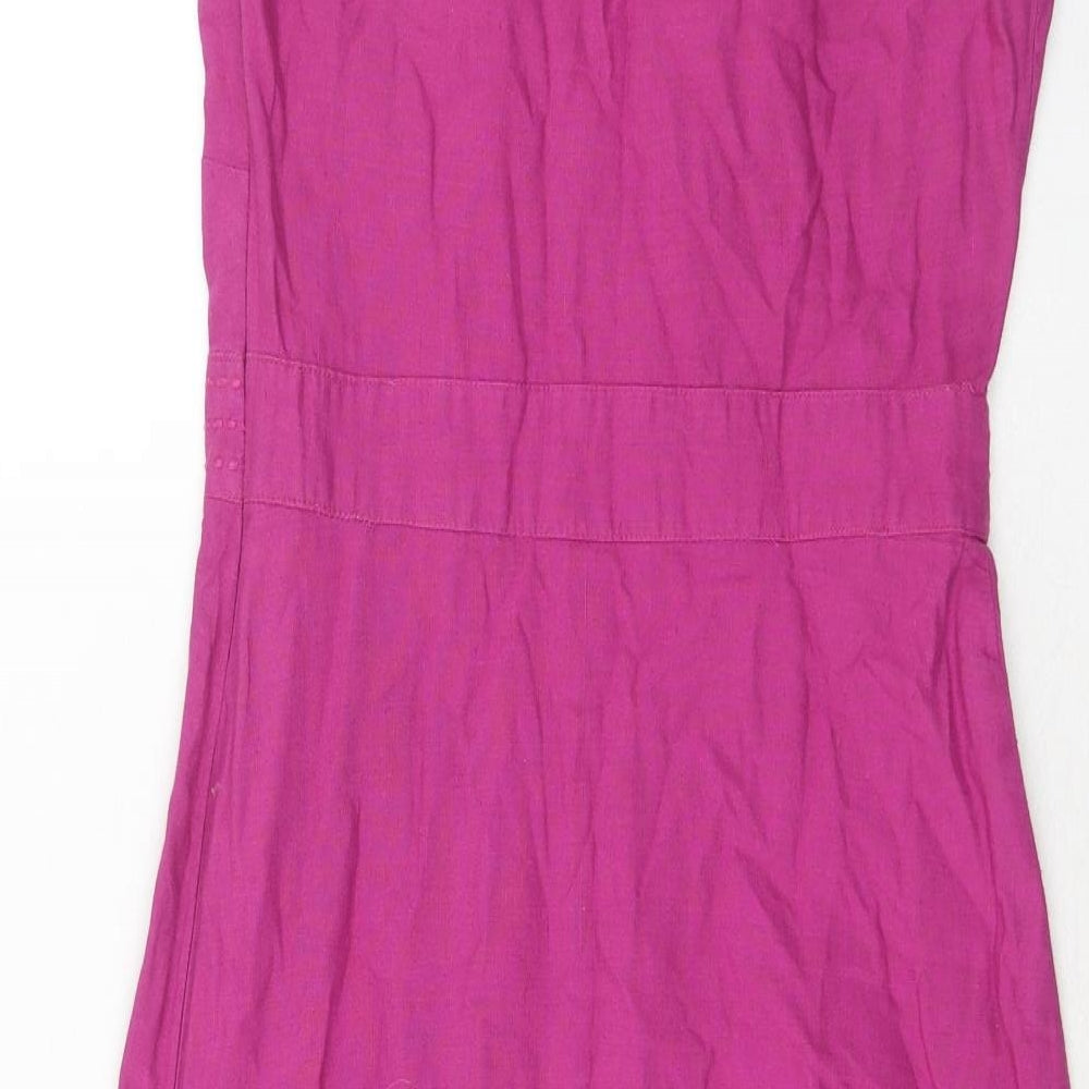 Debenhams Womens Purple Linen A-Line Size 12 V-Neck Pullover
