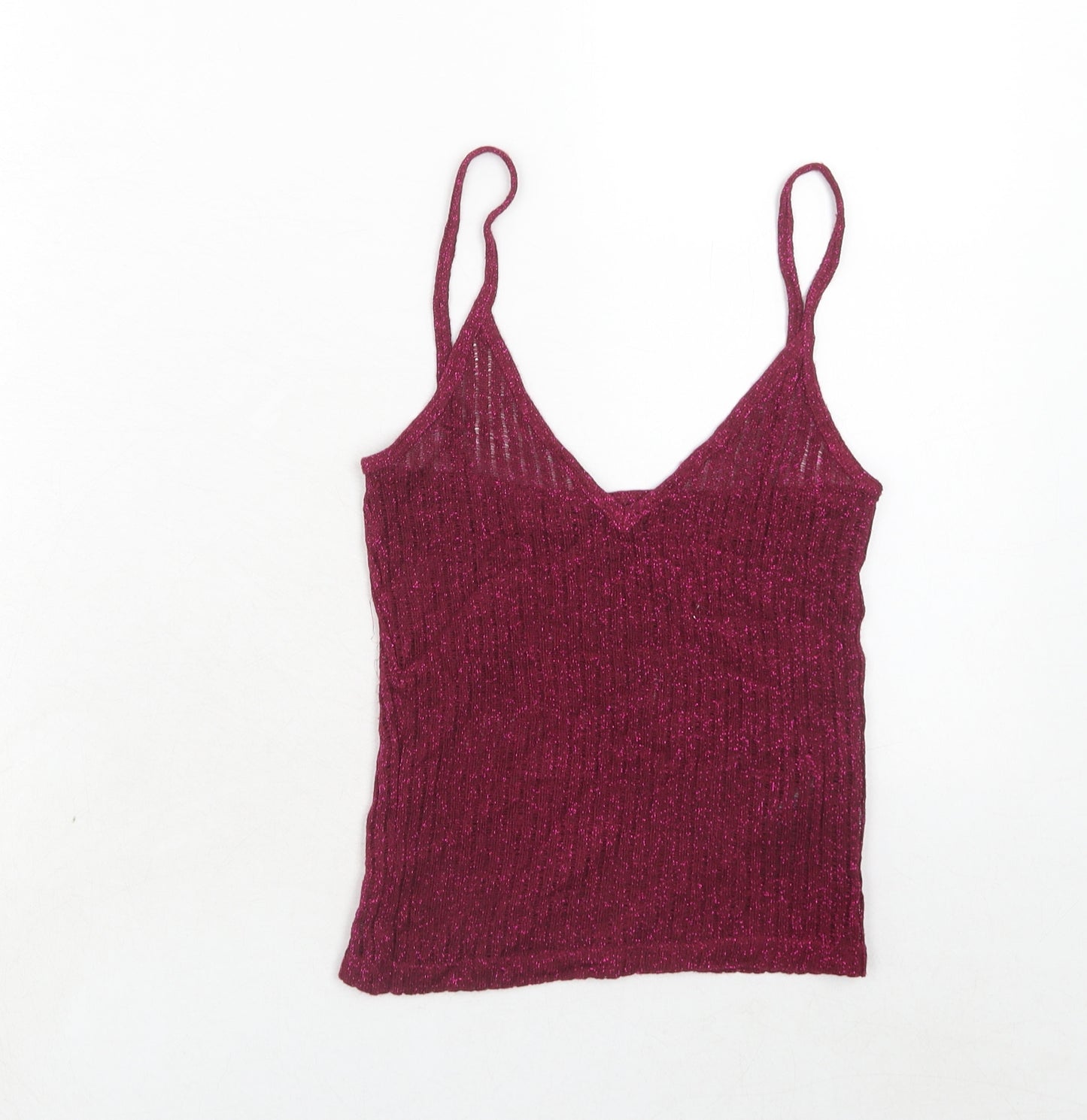 Topshop Womens Pink Viscose Basic Tank Size 8 V-Neck